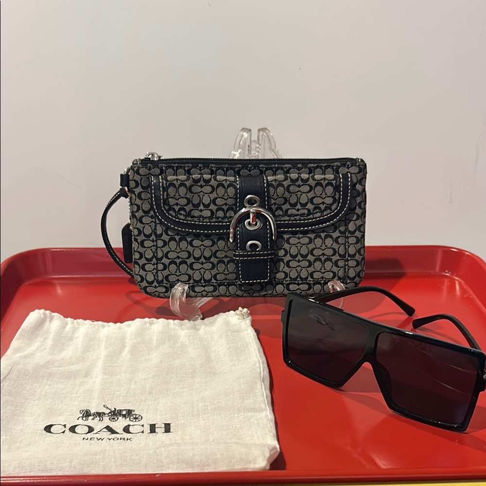 Coach Black and Gray Signature Wristlet